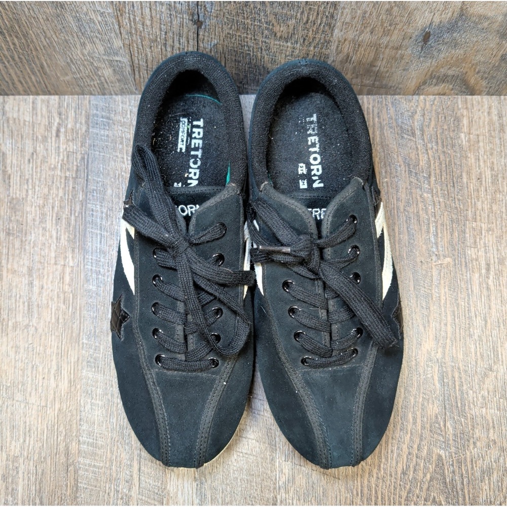 Tretorn Lace-Up Casual Sneakers Nylite Suede Black Shoes With Stars Womens 8.5 - Picture 5 of 13
